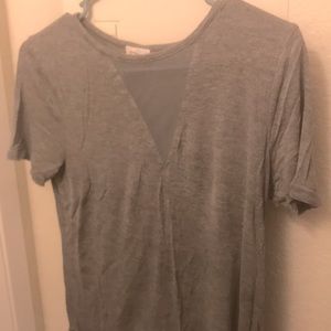 Mesh v neck short sleeve top
